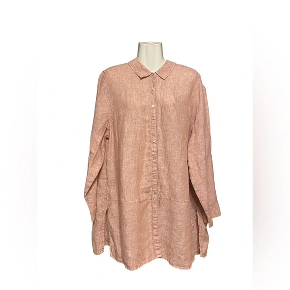 Tahari Linen Button Down Shirt - Picture 1 of 9
